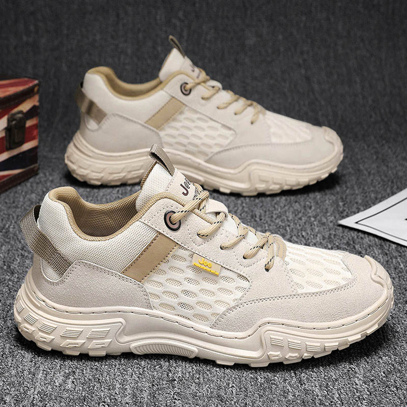 Work Men's Shoes Summer Breathable Flyknit Protective Mesh Shoes for Men Outdoor Hiking Sports Shoes Anti-Slip Wear-Resistant Mesh Shoes