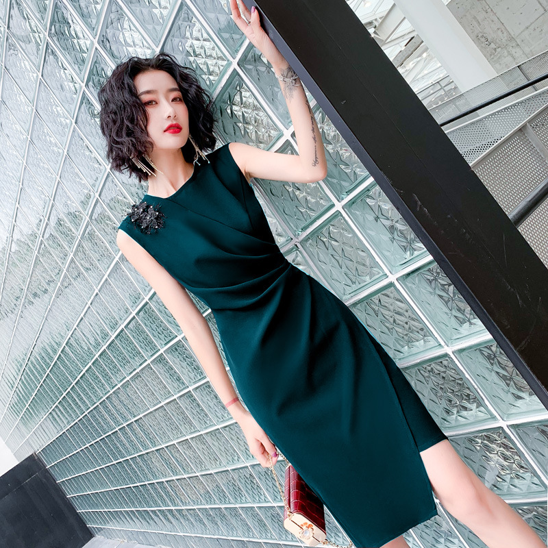 Little Man Dress Women's Short Host Dress Temperament Ladies Can Wear Atmospheric Banquet Evening Dress