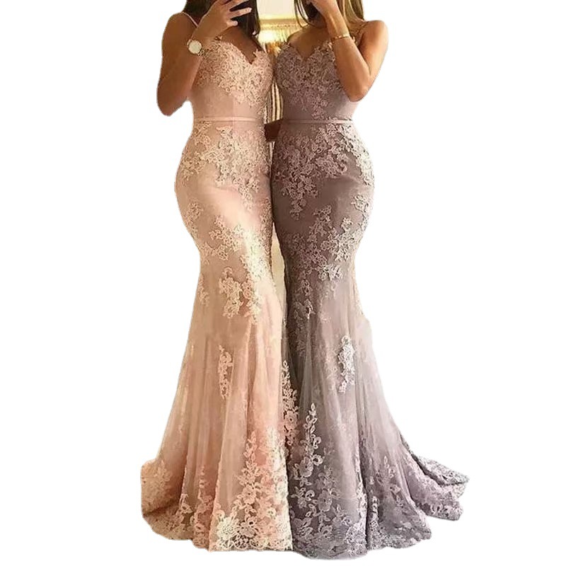 Europa y América Comercio Exterior Amazon AliExpress deseo vestido de noche correa de encaje V-cuello sexy fishtail adelgazar vestido de noche image 4