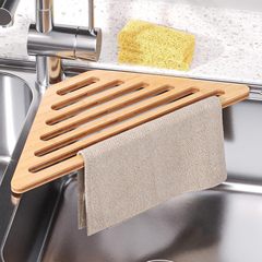 木製キッチン排水ラック三角形食器乾燥ラックポータブル食器乾燥ラックシンクソープラック