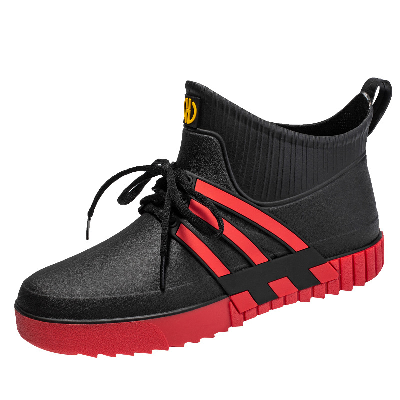 Nueva moda antideslizante impermeable Botas de lluvia de media pantorrilla Botas de lluvia engrosada de moda pesca cocina lavado de coches zapatos y botas de pegamento de plástico image 7