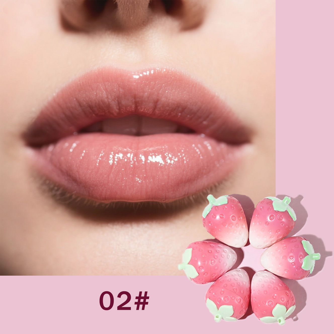 Transfronterizo lindo fresa humectante lipstick lubricante lubricante OEM personalizado forma de fruta lipstick personalizado al por mayor