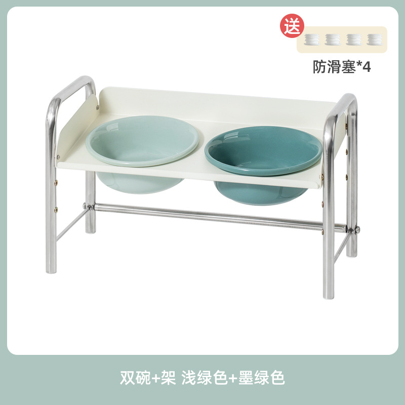 Tazón de cerámica para gatos Tazón de comida para gatos Tazón de comida para gatos de pies altos Tazón para perros anti-volcado Tazón para beber de gran capacidad Tazón doble Protección de la columna cervical