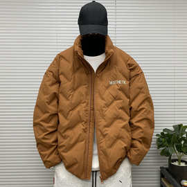 羽绒服男士轻薄菱形无帽立领2025冬季新款白鸭绒保暖宽松休闲外套