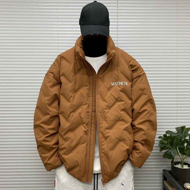 Down Jacket Men's Lightweight Diamond Shape Hoodless Stand Collar 2025 Winter New White Duck down Warm Loose Casual Jacket