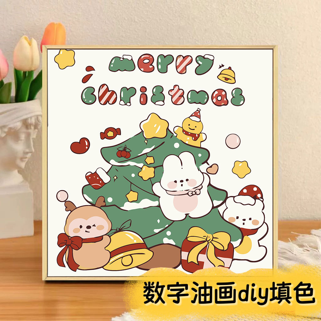 Navidad nueva pintura digital DIY pintada a mano pintura de color ambiente de decoración de vacaciones Santa Claus pintura decorativa