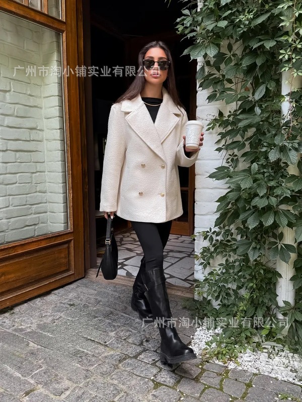欧美风2025秋冬新品女装洋气百搭高级感双排扣翻领长袖毛呢大衣|undefined