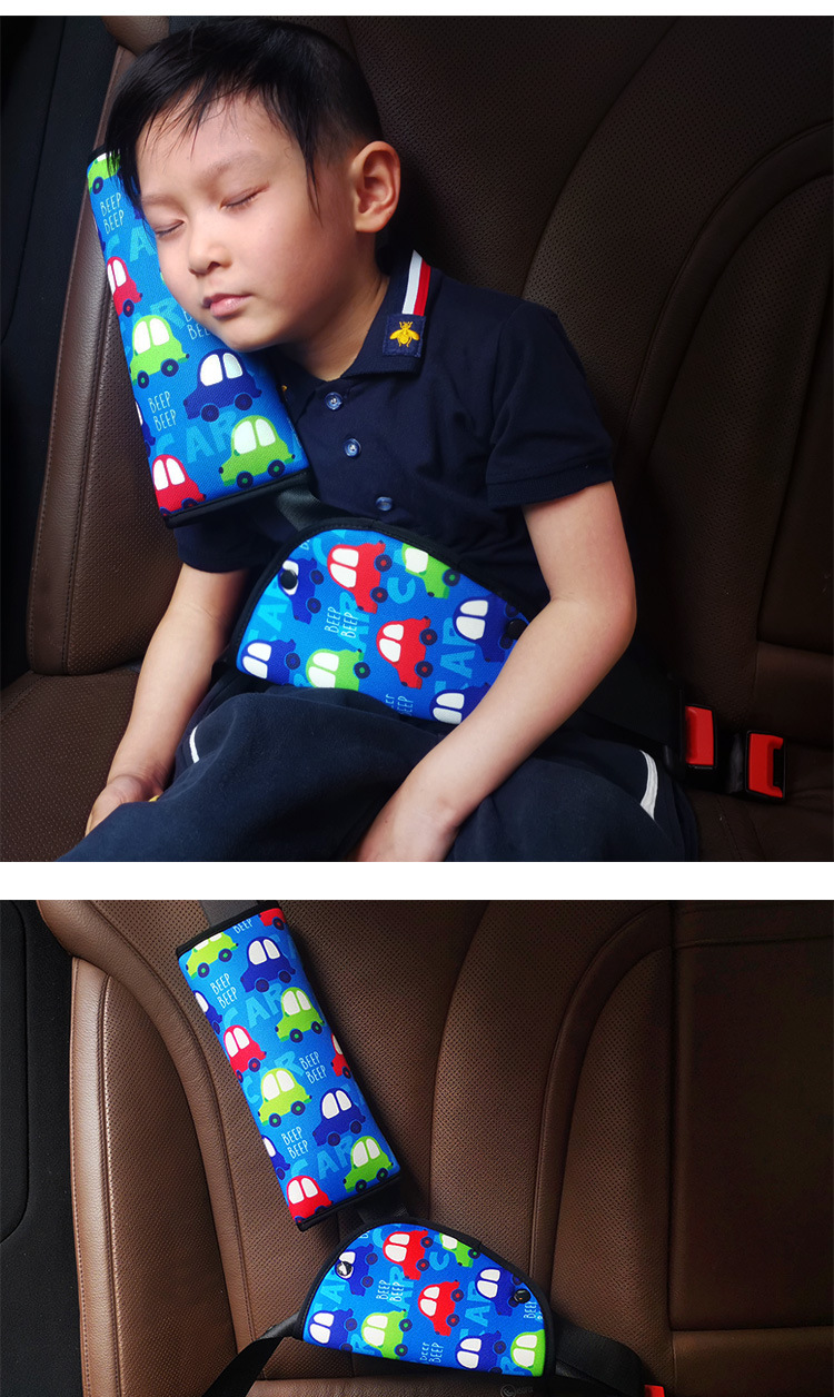 Children's safety belt shoulder pad, cartoon anti-neck-strangling adjuster, car-mounted shoulder pad, extended version