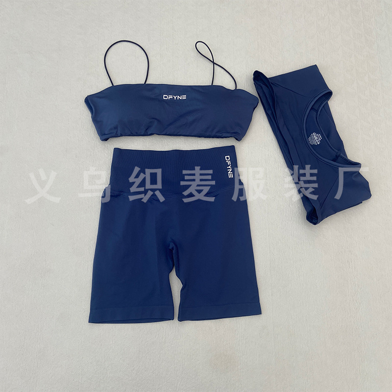 跨境DFTNE新款瑜伽套装健身短裤提臀长裤运动吊带文胸披肩长袖女|undefined