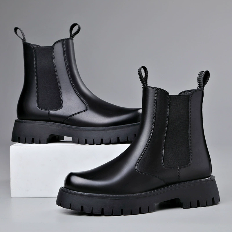 Осенние новые мужские кожаные ботинки Martin Корейская версия универсальных кожаных ботинок мужские на толстой подошве британская модная обувь мужские волосы поколения