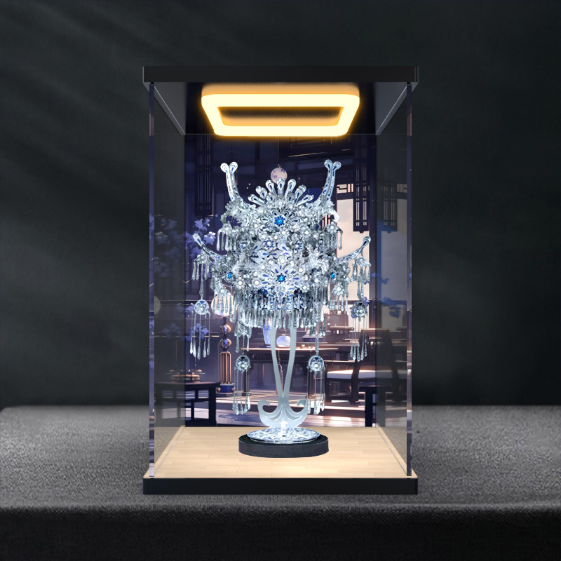 回型灯款防尘罩适用拼酷苗银冠饰3D金属模型拼装摆件亚克力展示盒