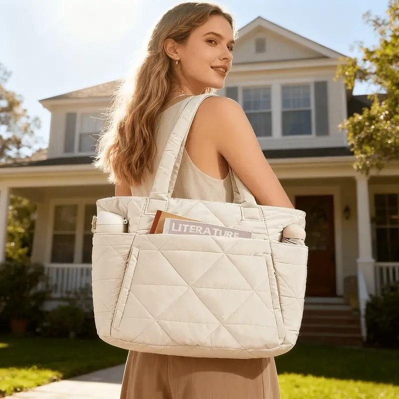 New large-capacity travel bag with multiple pockets, cross-border fashion lightweight handbag for women, quilted bag for women