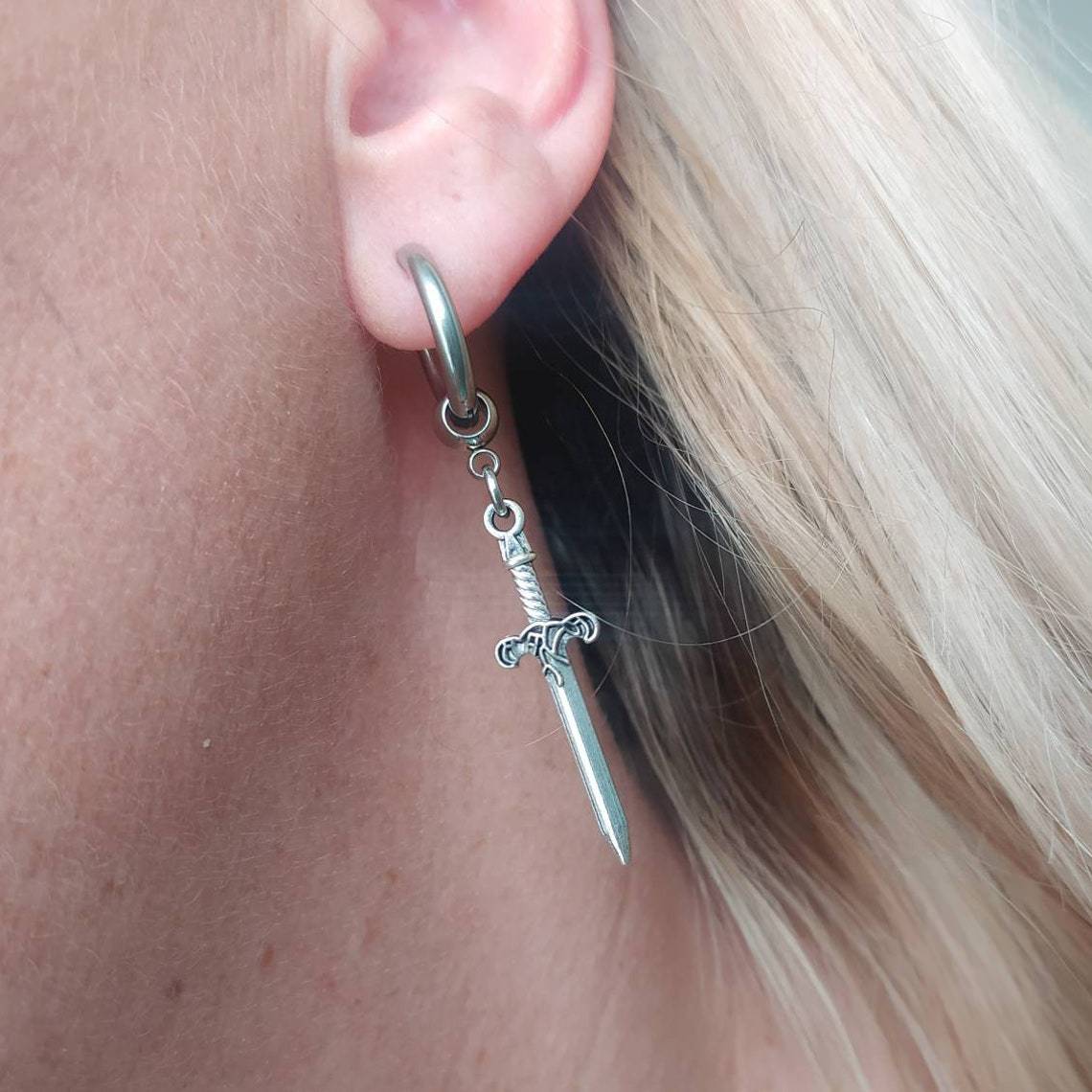 Gothic Punk Dolch Ohrringe Für Herren, Edler Ohrschmuck_voghion.com