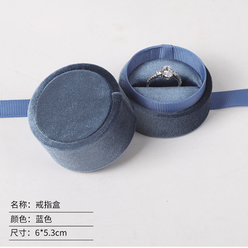 Caja de embalaje de joyas de anillo de terciopelo en forma de corazón redondo caja de joyas de terciopelo coreano caja de joyas de terciopelo Tiandi cubierta caja de joyas de cinta image 15
