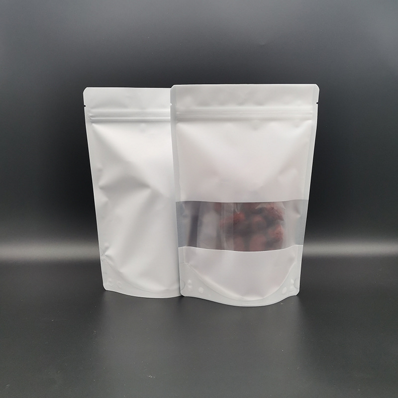定制白色磨砂开窗自立自封袋茶叶干果零食密封袋镀铝阴阳复合袋子