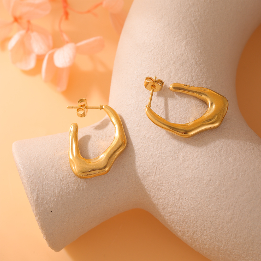 Pendientes de acero inoxidable estilo europeo, minimalista y ligero