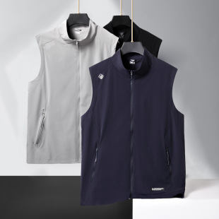 Fat Guy 2025 Spring and Autumn Plus Size Sleeveless Jacket Men's Versatile Casual Loose Stand Collar Vest Top