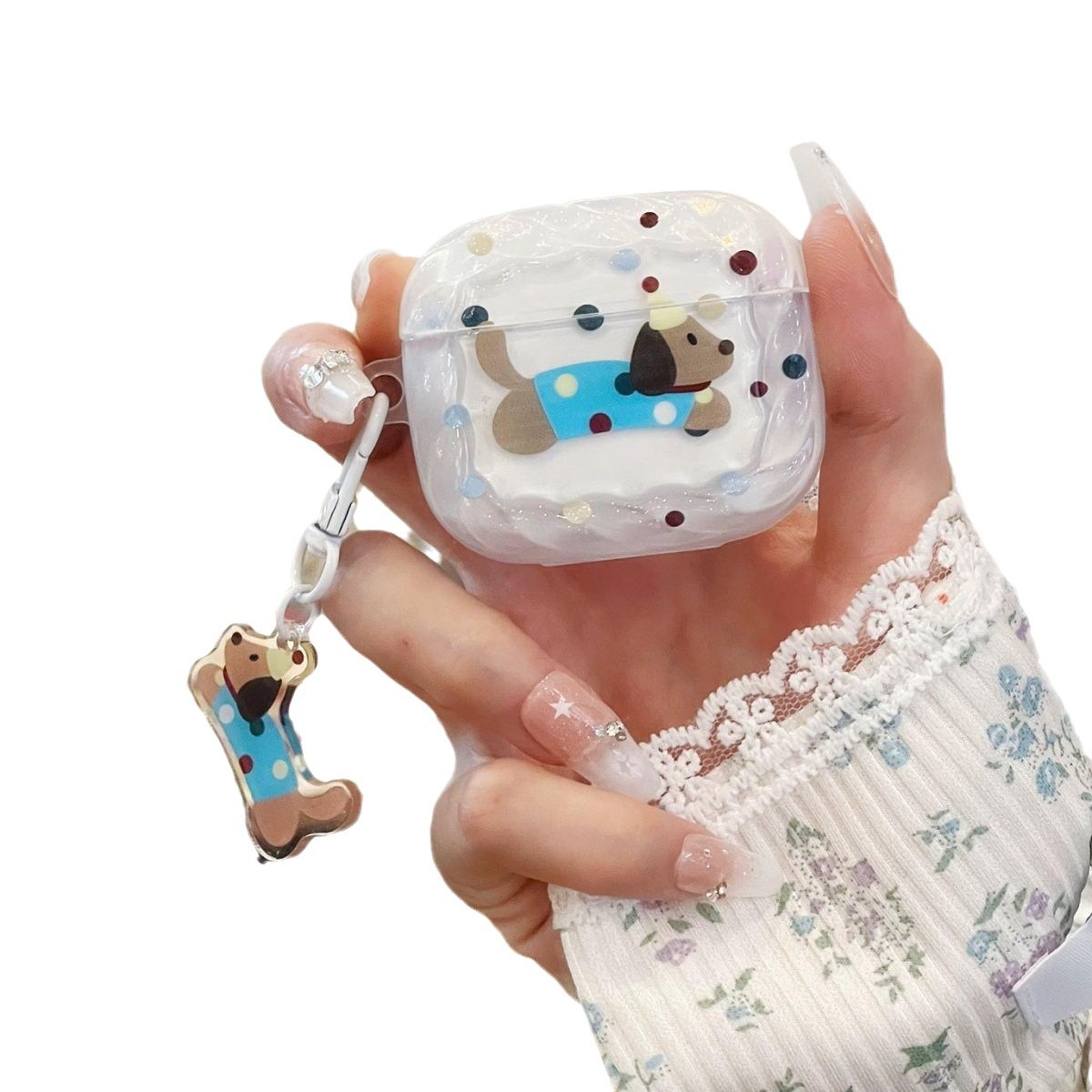 Cute dibujos animados onda punto salchicha perro para Apple Bluetooth auriculares caso airpods 4 auriculares caso pro3 protección