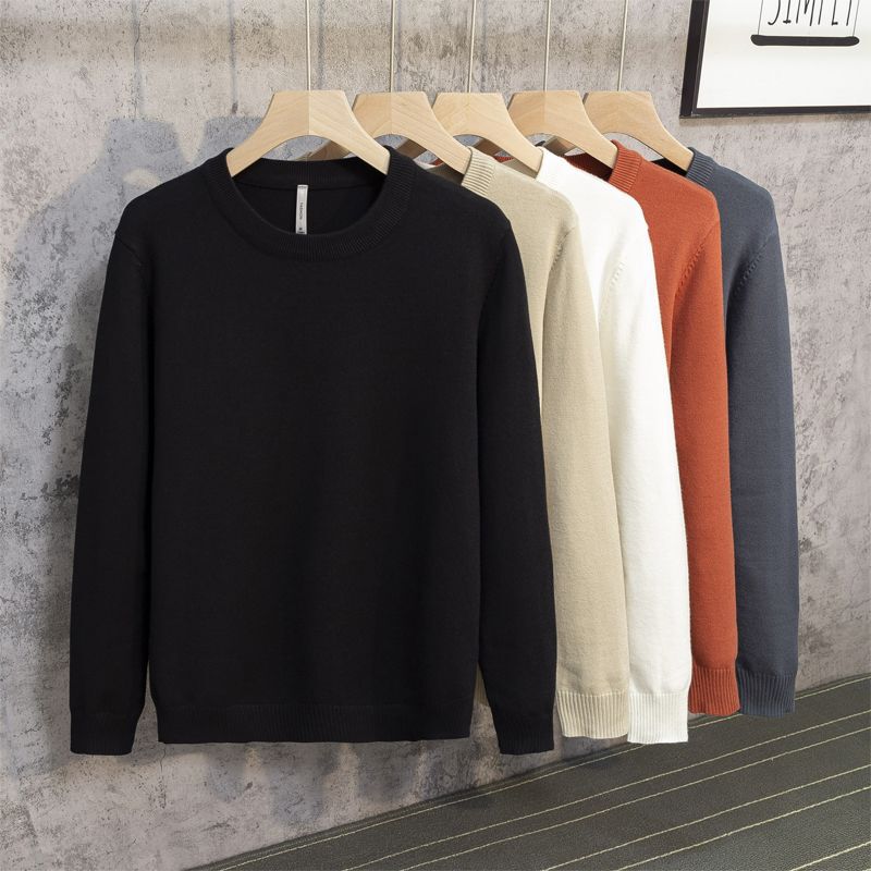 New men's sweater, knitted pullover with a round neck, suitable for autumn and winter, spring and autumn, slim fit, versatile, long-sleeved, thin