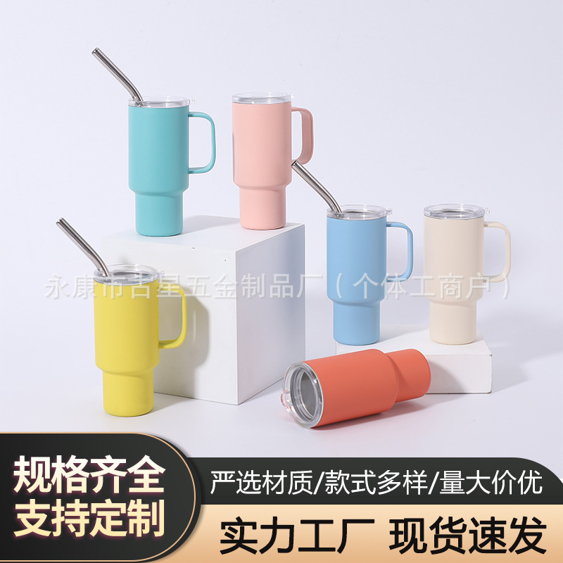 跨境304不锈钢2oz小烈酒杯便携迷你手柄保温杯车载吸管浓缩咖啡杯