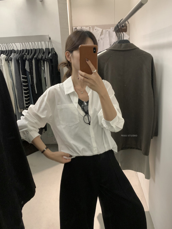 【MISS密思家】撞色背心简约气质休闲下摆褶皱假两件衬衫89027|undefined