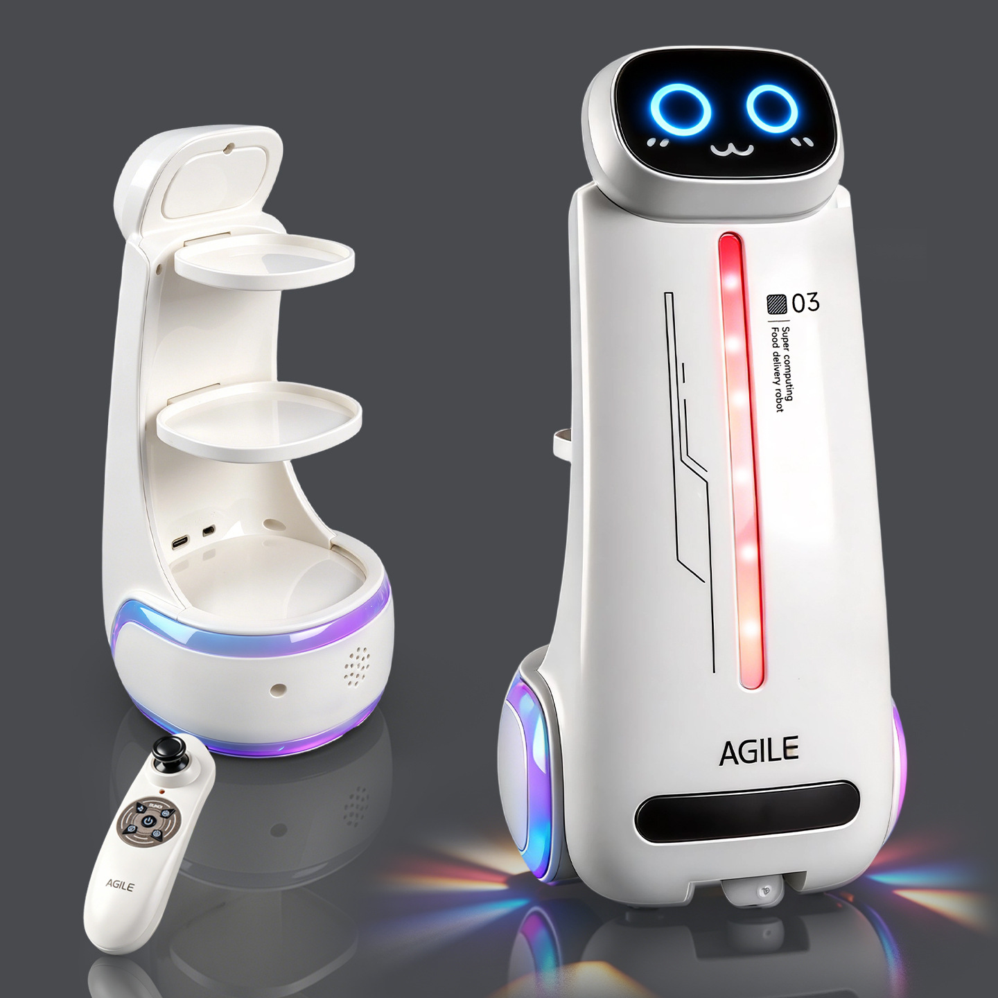 Intelligent Electric Food Delivery Robot, Parent-Child Interaction, Can Transport Drinks, Snacks, Takeout, Children's Remote Control Toy Car