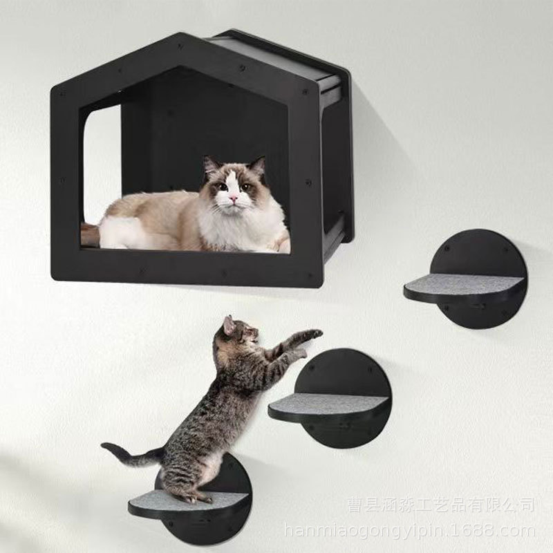 단단한 나무 고양이 등반 랙 벽 공간 캡슐 고양이 점퍼 벽걸이 형 아크 모양의 고양이 부드러운 붕괴 사다리 고양이 둥지 벽 장착 고양이 랙
