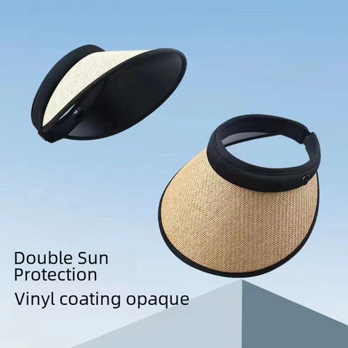 Summer ins sunshade black rubber hat Korean version empty top sun hat Internet celebrity big brim women's straw hat fashion headband sun hat