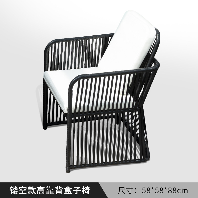 Nórdico de gama alta patio al aire libre cuerda tejida mesa y silla casa pequeña silla combinación patio jardín sillón mesa individual y silla