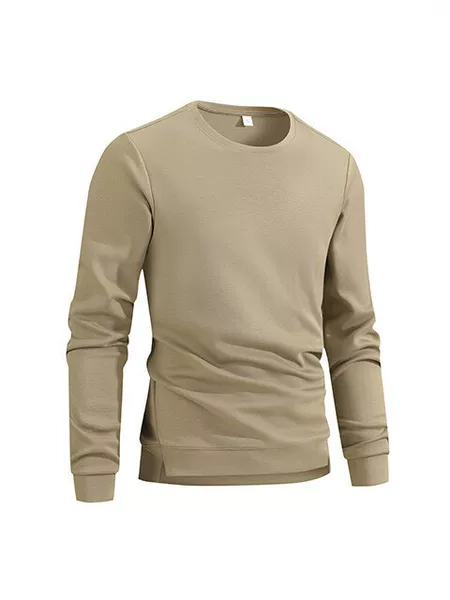 Essential wardrobe item: Antibacterial solid color crew neck sweatshirt for men, warm for spring and autumn, suitable for outdoor sports, long-sleeved pullover, casual style