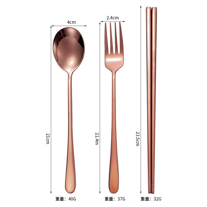 304 Coreano-Oro Rosa-Juego de 3 piezas