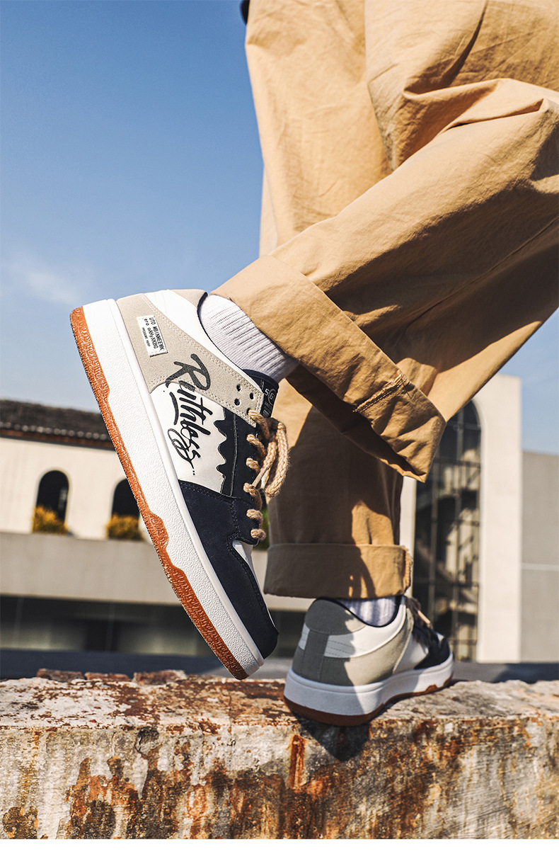 Chaussures de skate graffiti de niche de printemps 2025 pour hommes, version coréenne de la tendance, chaussures de sport décontractées à coutures rétro, chaussures pour hommes_voghion.com