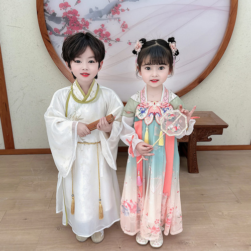 Hanfu Boys Autumn Clothes New Ancient Style Girls Baby Tang Suits Chinese Style Mid-Autumn Festival Performance Han Elements Traditional Chinese School Clothes