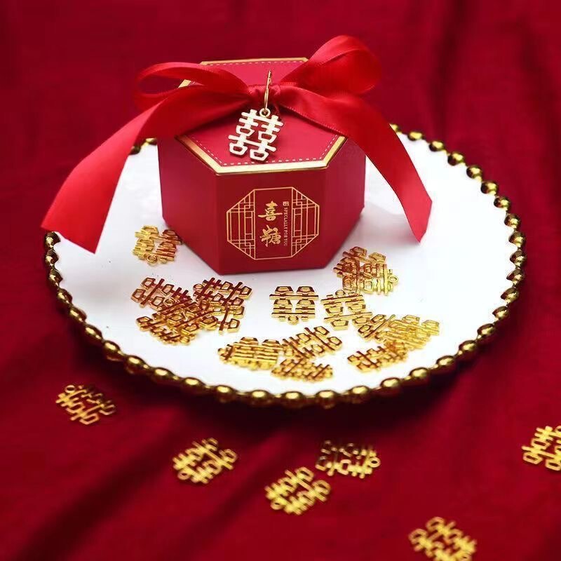 Golden Double Happiness Pendant, Double Happiness Pin, Pearl Wedding Accessories, DIY Chinese Style Bracelet, Keychain Accessories