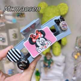 实拍小众刺绣卡通布贴发夹鲨鱼抓夹韩国东大门ins可爱米妮个性时