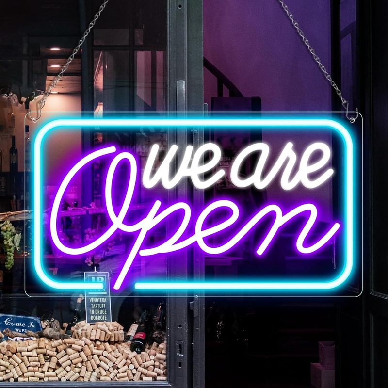 跨境open霓虹灯发光字营业中USB口亚克力LED酒吧造型霓虹灯牌工厂|undefined
