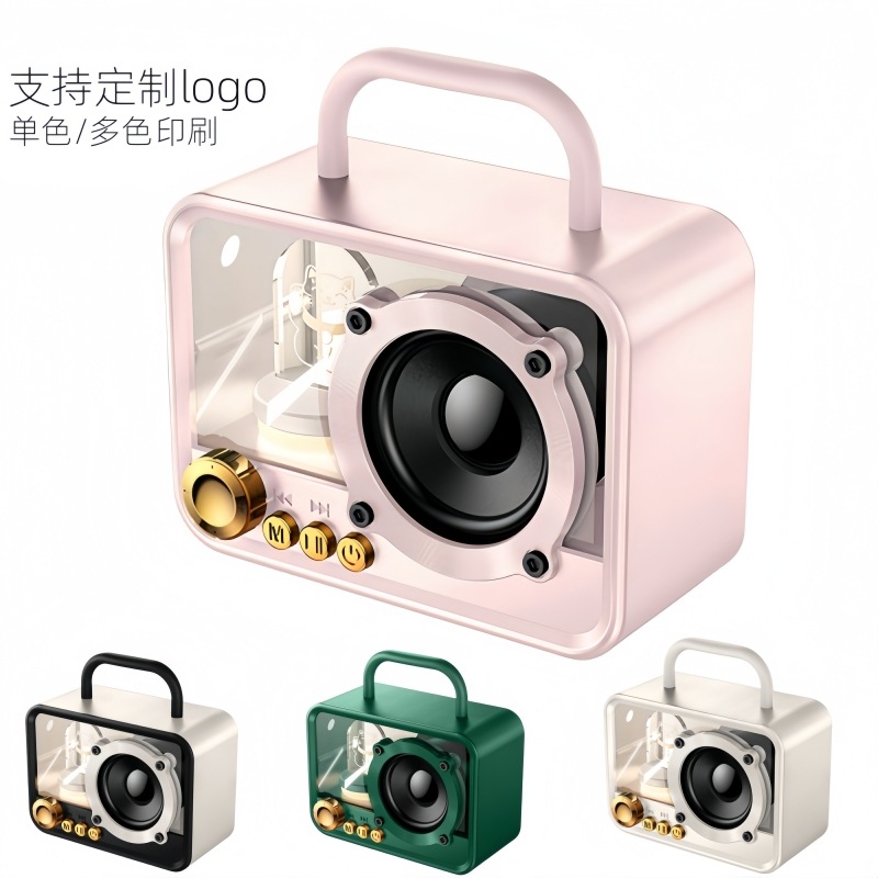 Nuevo altavoz bluetooth retro mecha transparente subwoofer inalámbrico pequeño sonido fábrica de sonido retro regalos bluetooth