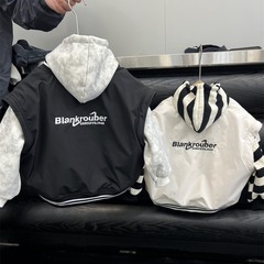 Winter Children's American Street Style Fleece Vest for Boys and Girls Loose Workwear Thick Embroidered Letter Cotton Back Vest