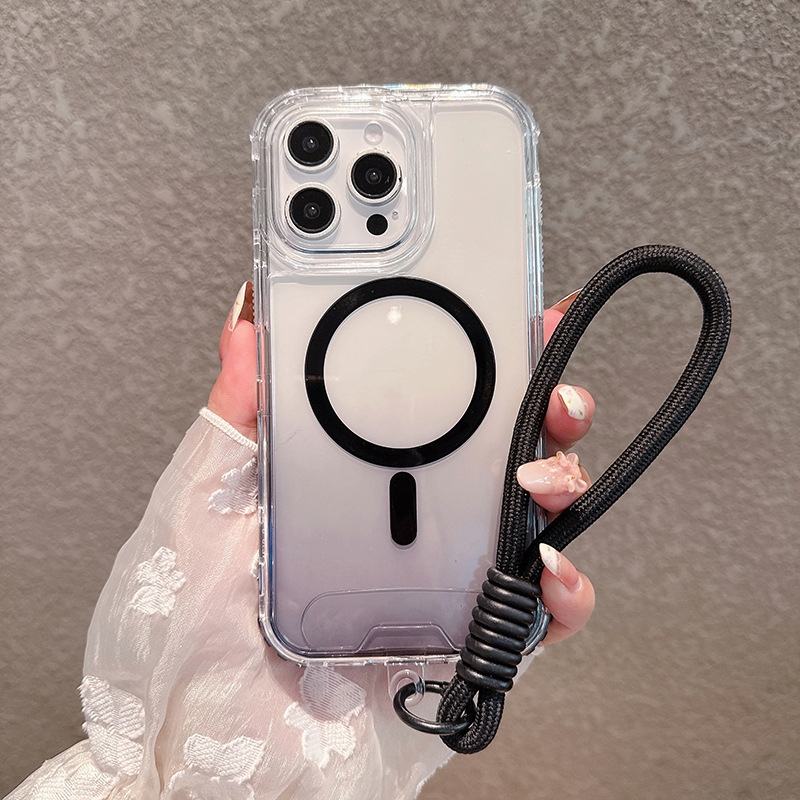 适用IP6PROMAX后盖磁吸手机壳缤纷三合一抗黄耐磨TPU渐变色配手绳|undefined