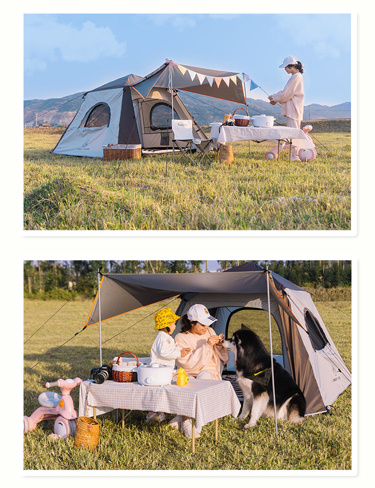Tent Outdoor Portable Folding Automatic Quick-opening Black Rubber Oxford Cloth Camping White Delicate Camping Anti-rainstorm
