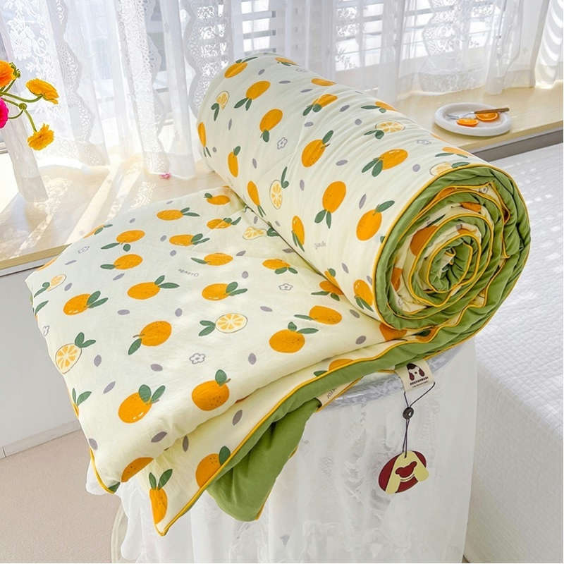 Clase A materno e infantil hilo de doble capa edredón de verano lavable verano edredón fresco edredón de aire acondicionado edredón de verano transpirable para niños edredón fino