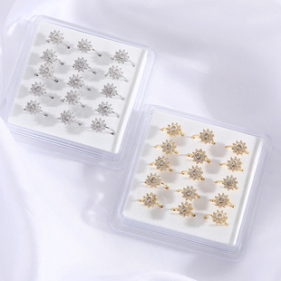 Creative sunflower opening punch-free nose ring fashion personality white stone puncture jewelry High sense jewelry accessories for women