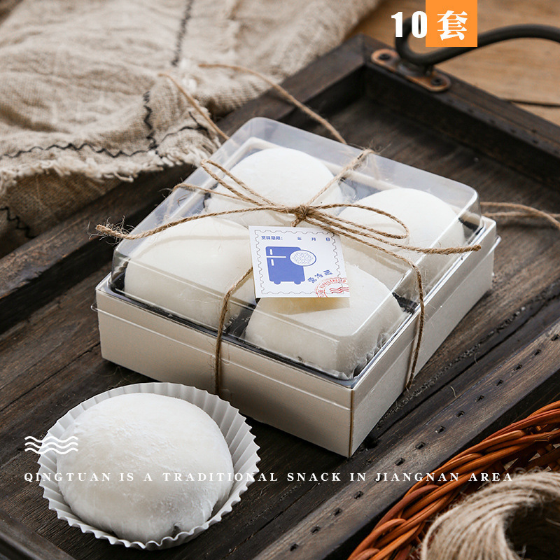 5套4粒6粒装木质青团雪媚娘包装盒绿豆糕盒烘焙冰皮月饼盒子批发