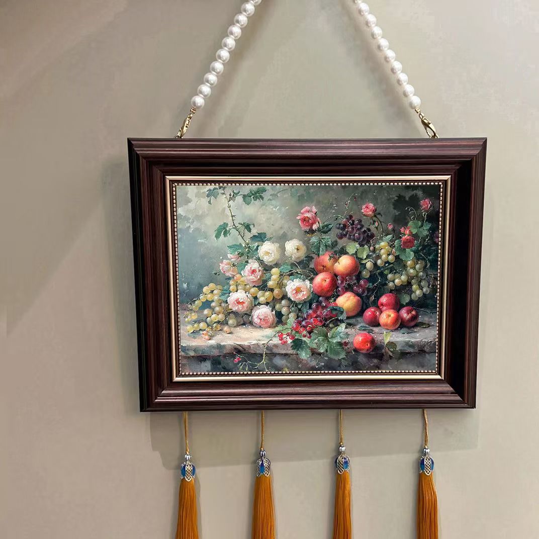 Niche American French Modern Photo Frame Decorative Painting Hanging Painting Living Room Dining Room European Style Bedside with Bead Chain