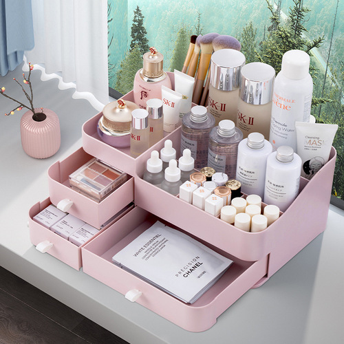Cosmetic storage box drawer-type compartment plastic box makeup brush lipstick storage rack desktop organization storage box