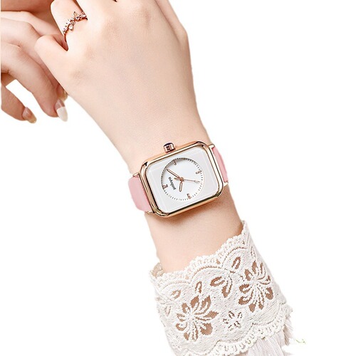 Literary square luminous quartz watch Internet celebrity fashion color silicone small square watch male and female student couple watch