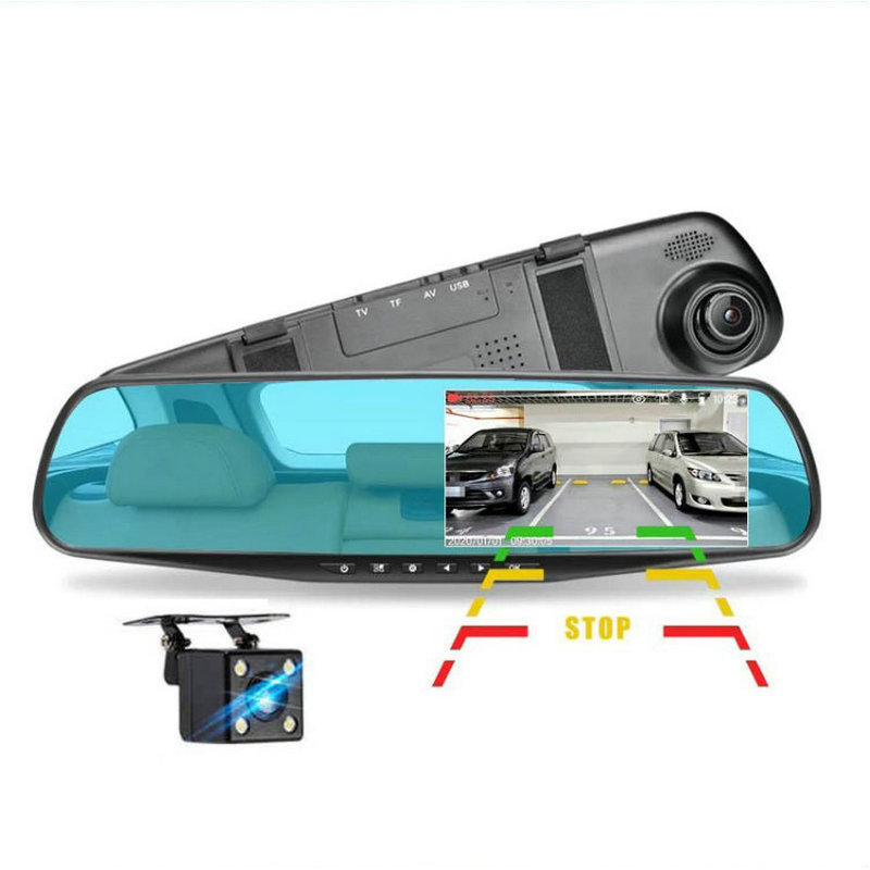 Grabadora de conducción tipo espejo retrovisor – HD con lente dual 1080P, incluye imagen de marcha atrás y función transfronteriza.