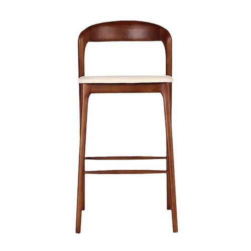 Nordic solid wood home bar chair ash high stool bar chair modern simple front desk reception back chair