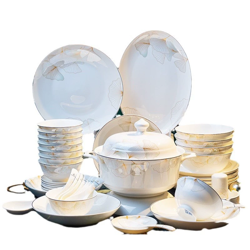 Ceramic tableware, set, light luxury style, Birthday gift, simple and elegant design