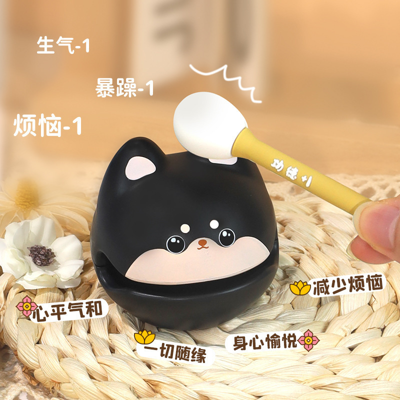 功徳 + 1 小さな木魚、かわいいペット、かわいい、ポータブル減圧オフィス瞑想装飾品、学生の面白い打楽器|undefined